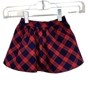 Janie & Jack Plaid Skirt Red Navy Blue Lined Holiday Christmas Girls 3-6 Months